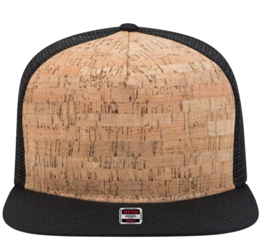 OTTO CAP Cork Flat Bill 5 Panel Mid Profile Mesh Back Trucker Snapback Hat